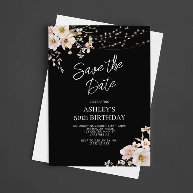 Save the Date Elegant Floral 50. Geburtstag (Von Creator hochgeladen)