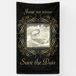 Save the Date Elegant Gold Foil Dots Skript ausseh Banner
