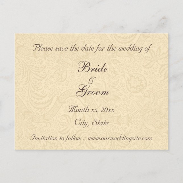 Save the Date Elegant Ivory Floral Postkarte (Vorderseite)