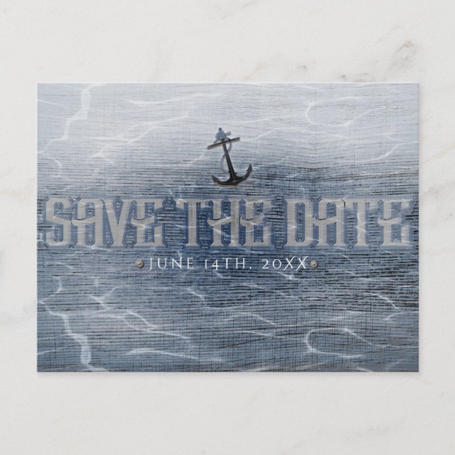 SAVE THE DATE Elegant Nautical Beach Verlobung Postkarte (Vorderseite)