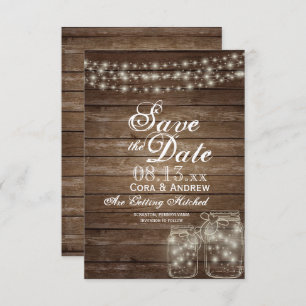 Save the Date elegant Rustic Mason Jar Lights Einladung