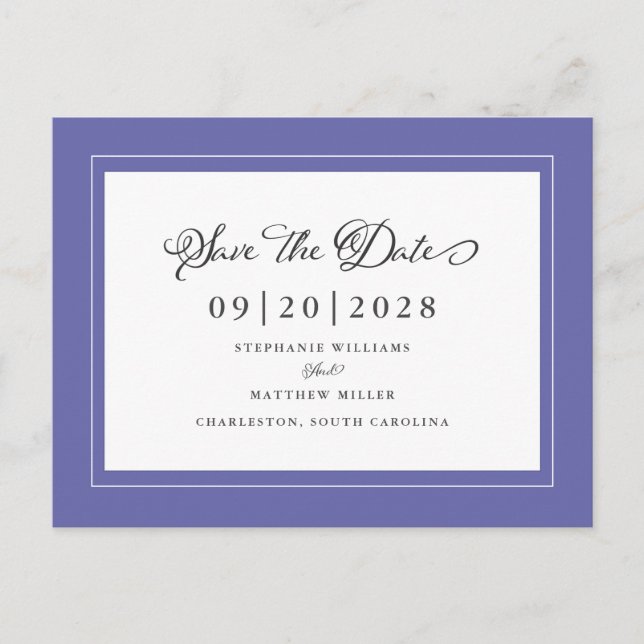 Save the Date Elegant Wedding Trendy Ankündigungspostkarte (Vorderseite)