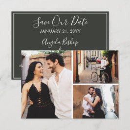 Save the Date Elegante Blush Bloral 3-Foto-Karte Einladung