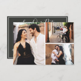 Save the Date Elegante Blush Bloral 3-Foto-Karte Einladung