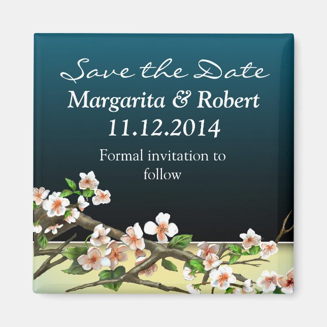 Save the Date elegante Blütenmagnete Magnet (Vorne)