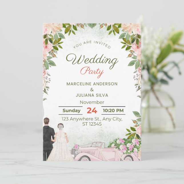 Save The Date Elegante Kalligrafie Hochzeit Einladung (Stehend Vorderseite)