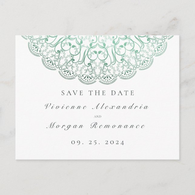 Save the Date elegante Mandala Postkarte (Vorderseite)