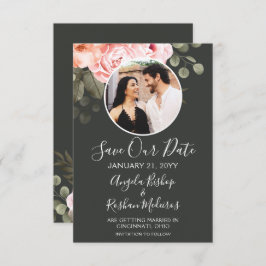 Save the Date Elegante rosa Blumenkarte Einladung