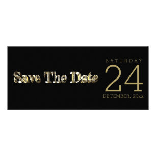 Save the Date Elegante Schwarz-Gold-Typografie Werbekarte