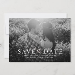 Save the Date elegante Schwarzweiß-Fotokarte