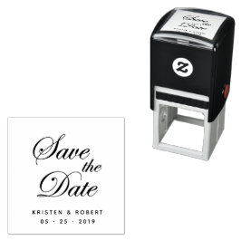 Save the Date Elegante Script-Briefmarke Permastempel