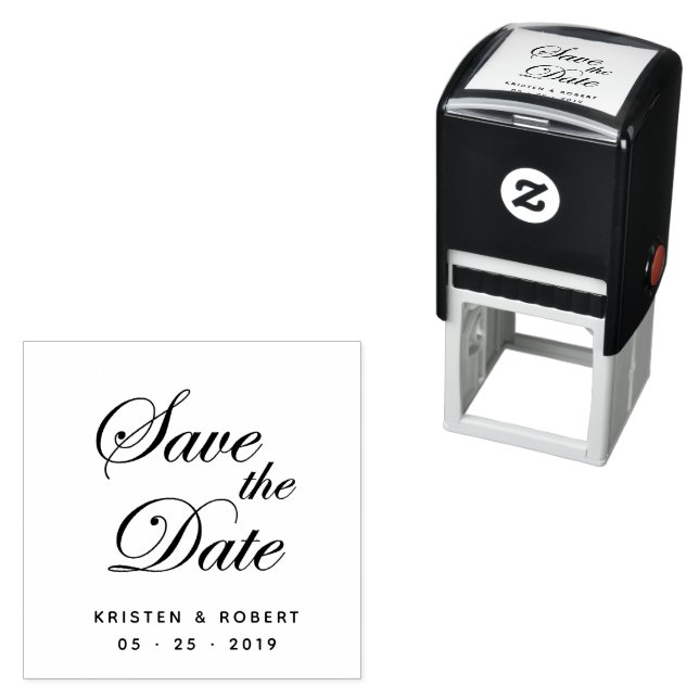 Save the Date Elegante Script-Briefmarke Permastempel (Beispiel)