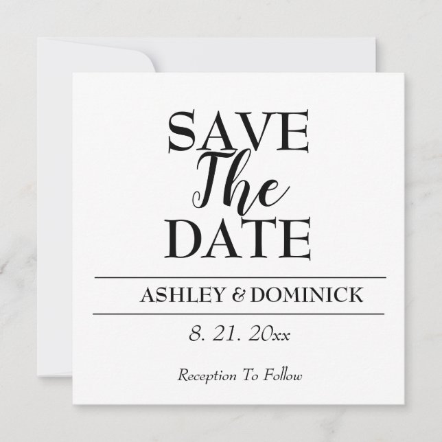 Save the Date Elegante Script Wedding Card (Vorderseite)