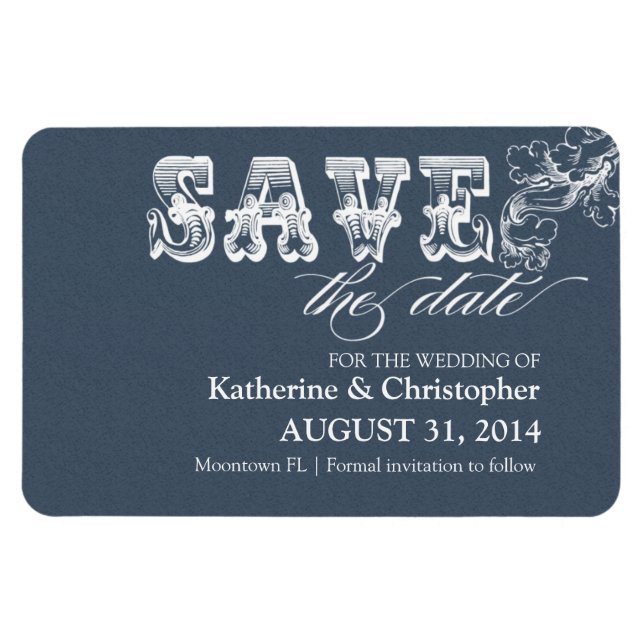 Save the Date elegante Vintage Magnete (Horizontal)