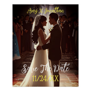 Save the Date Elegante Wedding Engagement Party Poster