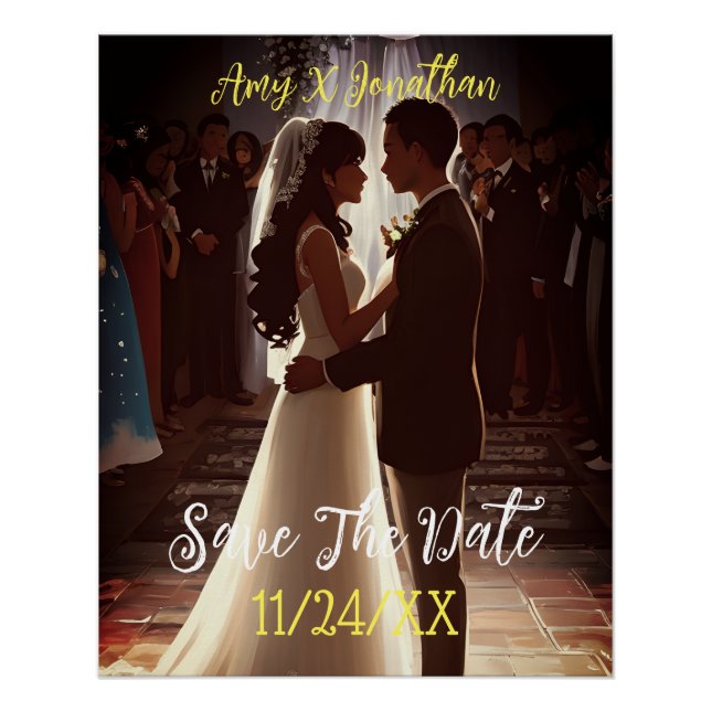 Save the Date Elegante Wedding Engagement Party Poster (Vorderseite)