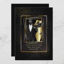 Save The Date | Eleganter Schwarz-Gold-Glitzer