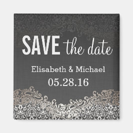 Save the Date - Eleganter Vintager dunkler SilberD Magnet