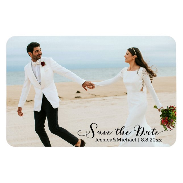Save the Date, elegantes, handgeschriebenes Hochze Magnet (Horizontal)