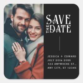 Save the Date Elegantes Minimal Modernes Script Fo Quadratischer Aufkleber
