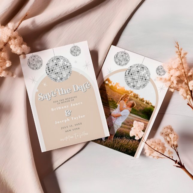 Save the Date Elegantes Retro Disco Groove Foto Einladung (Von Creator hochgeladen)
