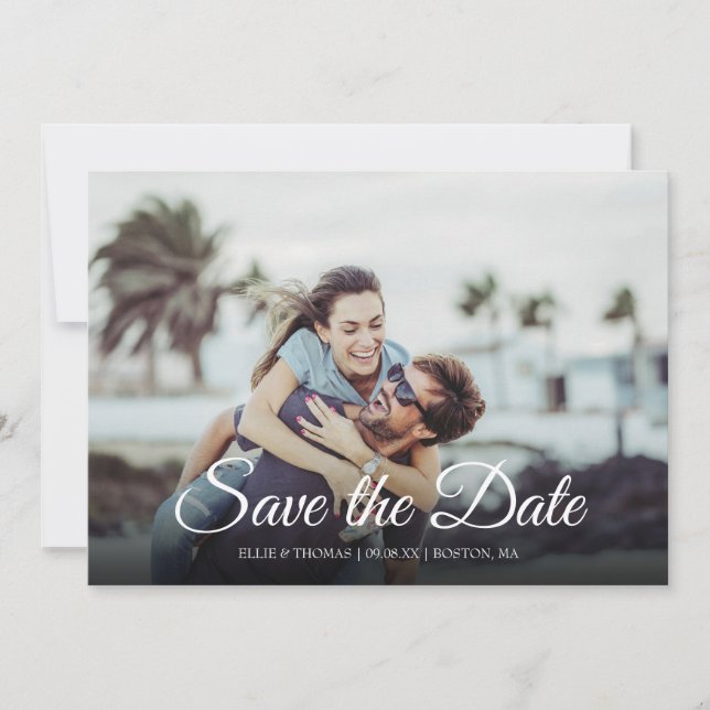 Save the Date Elegantes Script Modernes Foto (Vorderseite)