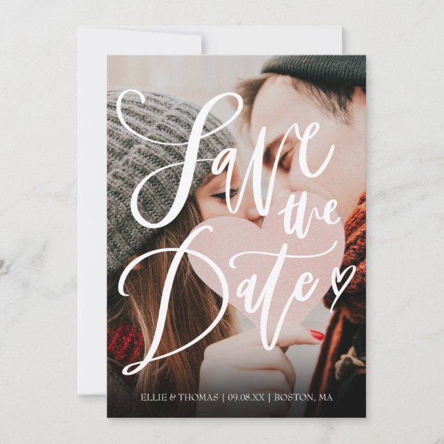 Save the Date Elegantes Script Modernes Foto Einladung (Vorderseite)