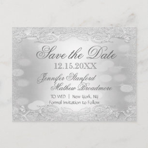 Save The Date   Elegantes Silber Ankündigungspostkarte