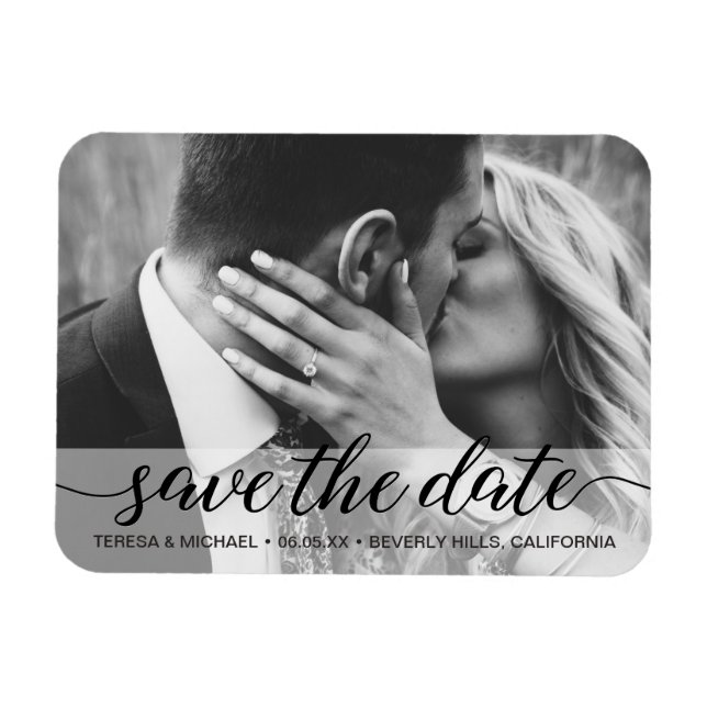Save the Date elegantes Verlobung-Foto Magnet (Horizontal)