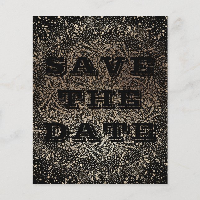 Save the Date Embossed Black Gold Budget Flyer (Vorne)