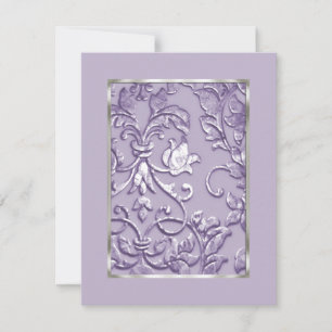 Save the Date Embossed Lila Damask