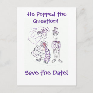 Save the Date/Er stellte die Frage. Ankündigungspostkarte