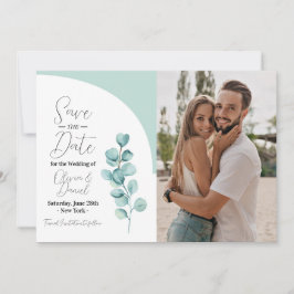 Save the Date Eucalyptus Wedding Blätter Foto