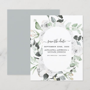 Save the Date Eucalyptus White Floral