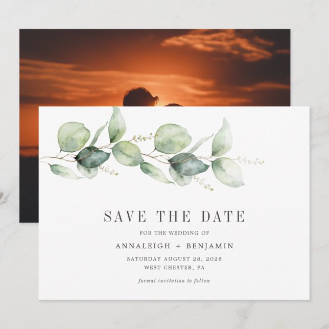 Save the Date Eukalyptus Greenerity Foto Script (Vorne/Hinten)