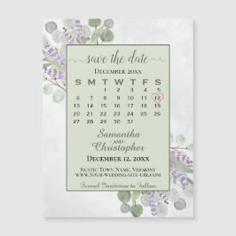 Save the Date Eukalyptus Lavender Calendar Sage Magnetkarte