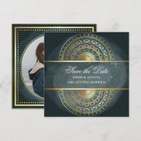 Save the Date, exquisite Hochzeit in Blau und Schw