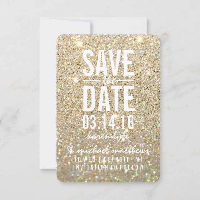 Save The Date | Fab von Gold Glitzer (Vorderseite)