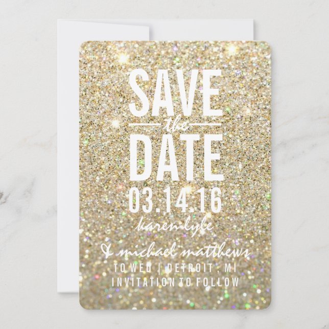Save The Date | Fab von Gold Glitzer (Vorderseite)