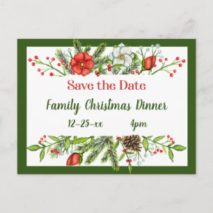 Save the Date Familienweihnachtsessen einladen Postkarte