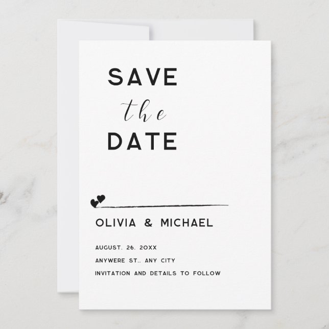 Save the Date flache Notizkarte Mitteilungskarte (Vorderseite)