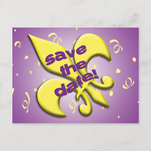 Save the Date Fleur de Lys Postcard Ankündigungspostkarte