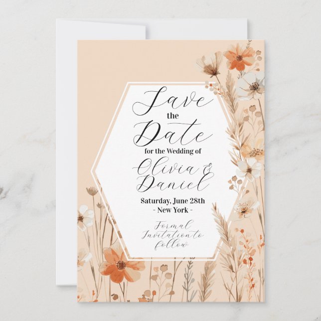 Save the Date Floral Boho Blume Bohemisch (Vorderseite)