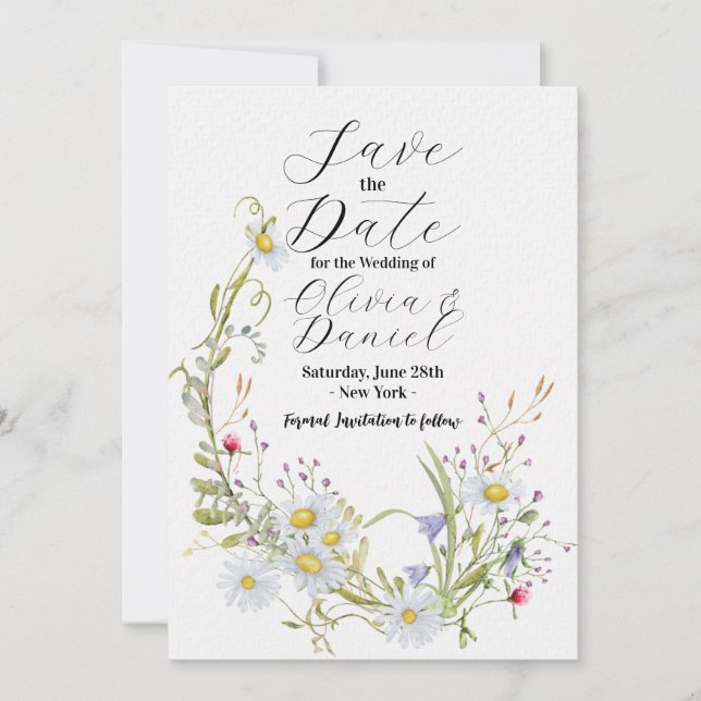 Save the Date Floral Wildblume Wedding Daisy (Vorderseite)