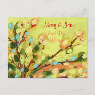 Save the Date Floral Yellow Willow Postcard Ankündigungspostkarte