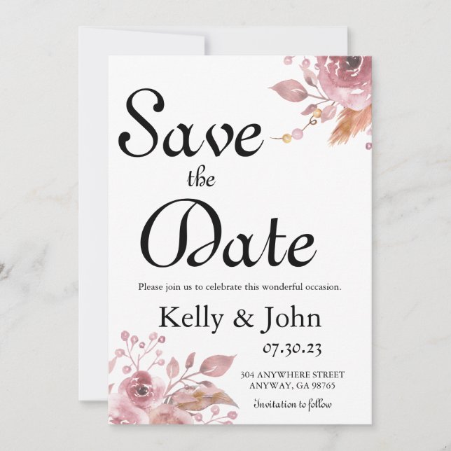 Save the Date florale Corner Card (Vorderseite)