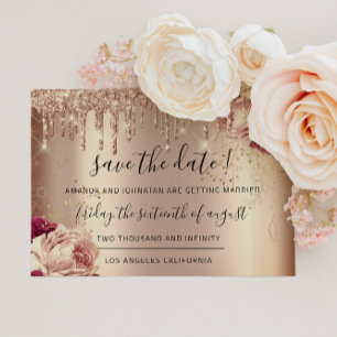 Save the Date Florals Rose Gold Tropfens Marsala