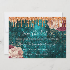 Save the Date Florals Rose Wreath Kupfer Tropfen A