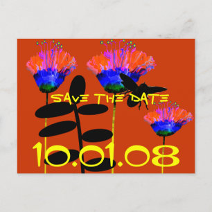 Save the Date Folksy Folk Art Wildblume Ankündigungspostkarte
