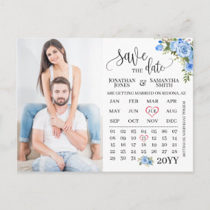 Save the Date Foto Blaue Hochzeit Postkarte